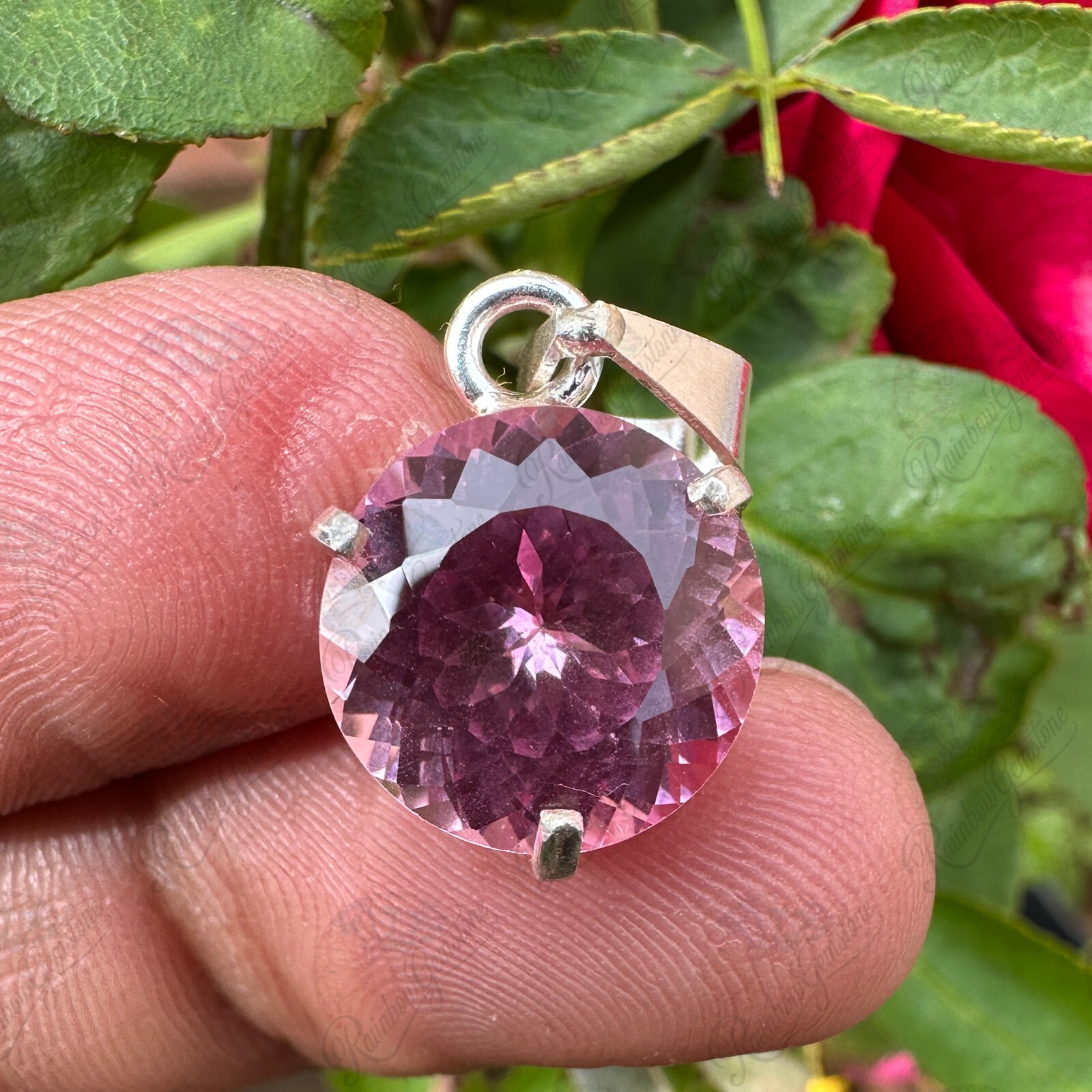 15.15ct Natural Padparadscha Sapphire Silver Pendant Jewelry