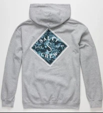 Salty Crew Men's Shelter Fill Graphic Print Hoodie Sweatshirt in Heather Grey