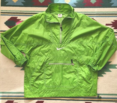 Vintage Nike Air Jacket Mens Medium Lime 1/4 Zip Windbreaker
