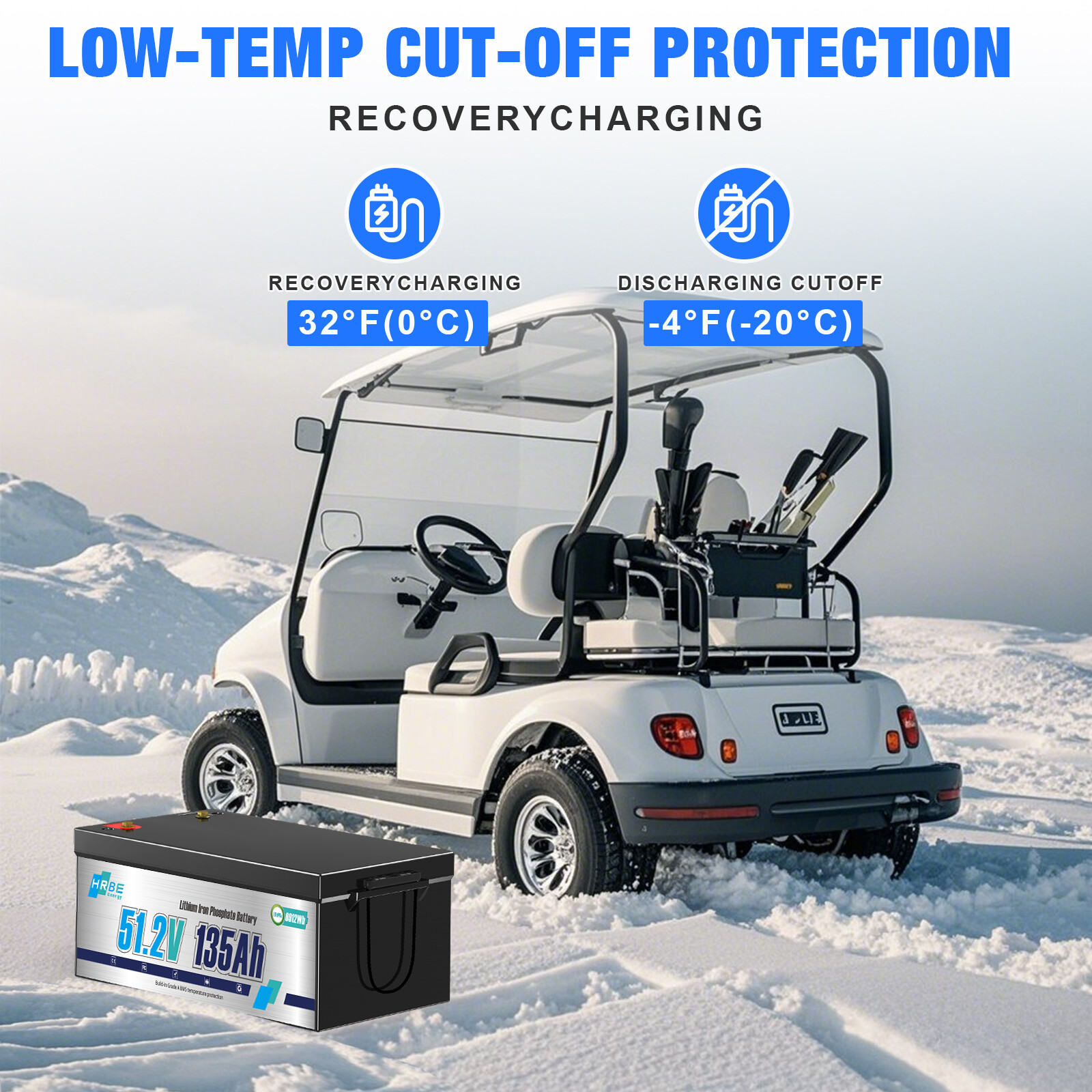 LiFePO4 48V 135Ah Golf Cart Battery Lithium Deep Cycle Bluetooth Solar Club Car