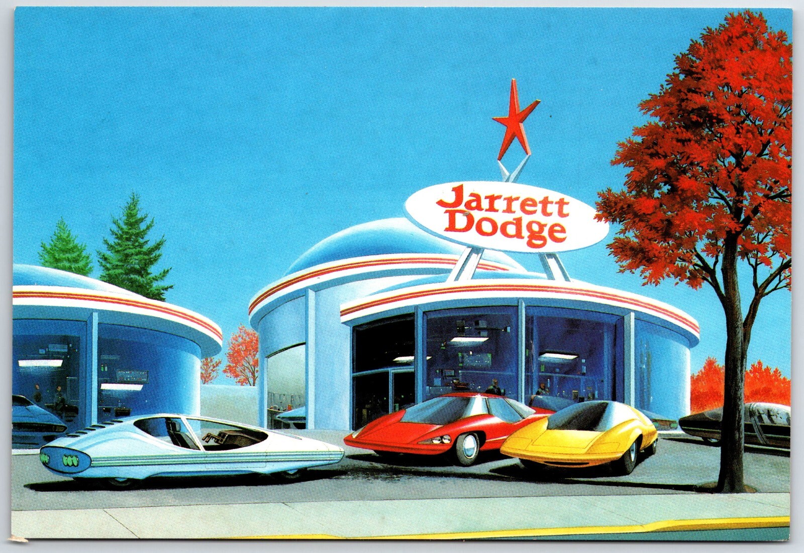 JARRETT DODGE HATBORO PA SPACE AGE CAR DEALER AD POSTCARD UNP eBay