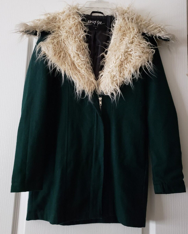 NASTY GAL Emerald Green Wool Coat Size S Super Cute!