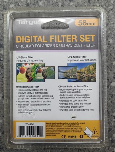 Targus 58mm Circular Polarizing +UV CPL Glass Lens Filter 58 mm Multi-Coated NEW - Picture 2 of 6