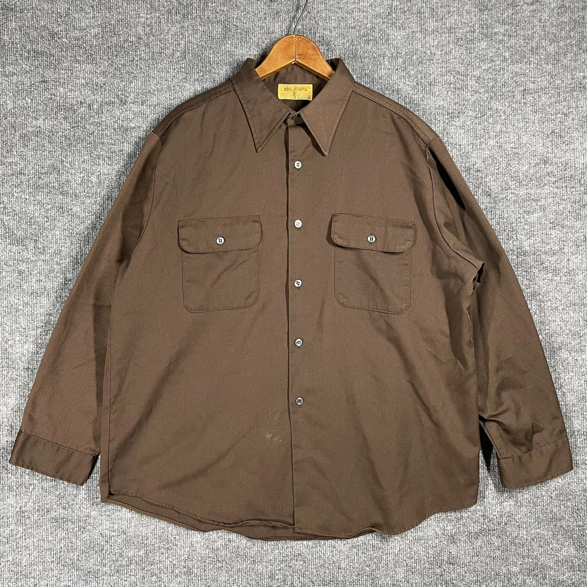 BIG YANK ブラウン 長袖シャツ S 40s ☆ BIGYANK マチ付き ブロック 