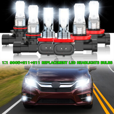 For Honda Odyssey 2011-2020 Combo LED Headlight High Low Beam Fog Light 6*Bulbs