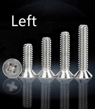 304 Stainless Steel Phillips Countersunk Head Screw Left Hand Thread M3 M4 M5 M6