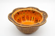 California USA Pottery Brown Orange Bowl Mid Century