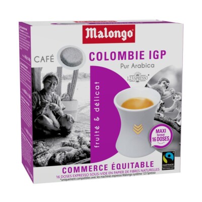 Malongo Kolumbien/Colombie Espresso-100 % Arabica/Fair Trade- 10 x 16 = 160 Pads