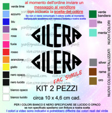 COPPIA ADESIVI LOGHI SERBATOIO GILERA 150 175 SPORT vinile prespaziato non fondo