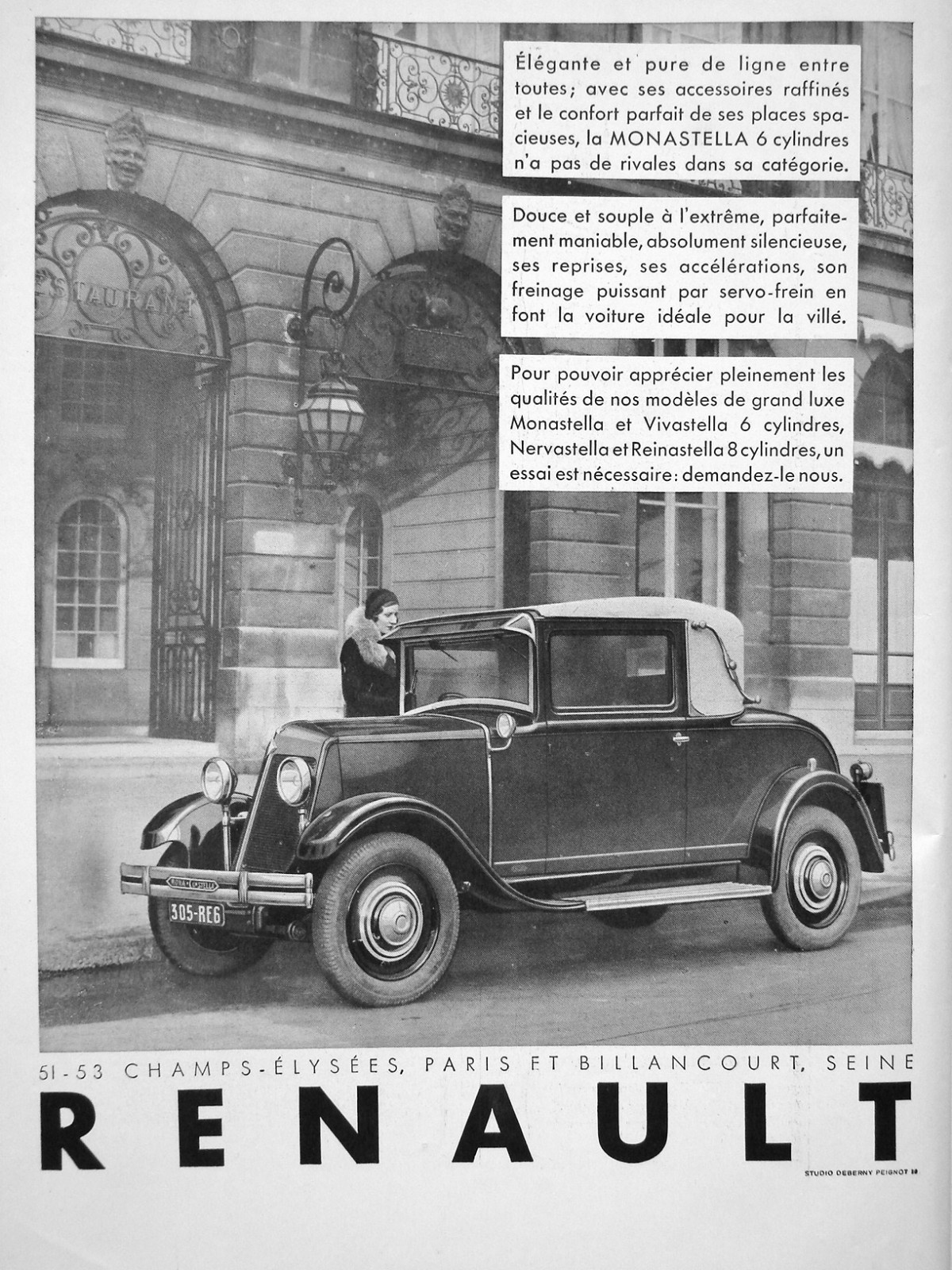 Vintage French Les Six Cylinders Delage Vehicle Advertisement (A3+ poster quality, 600dpi