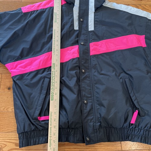 Vintage CB Sports Insulated Mens Winter Ski Jacket Gray/Pink/White XL Thermotech - Picture 14 of 15