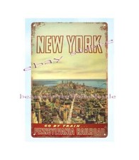 1960 NEW YORK Pennsylvania Railroad metal tin sign garage design