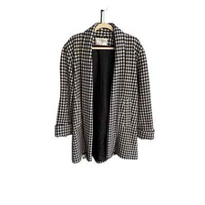 Women s Black White Wool Houndstooth oversized jacket, size large