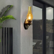 Industrial Retro Vintage Loft Rustic Wall Sconce Light Fixture Iron Glass Lamp