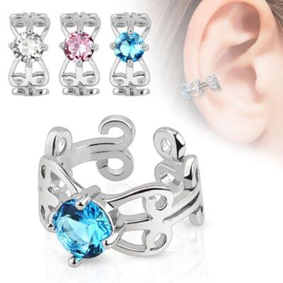 Zirkonia Ohrklemme  Ohrclip Ear Cuff Wrap Fake Ohrring Helix  kein Ohrloch nötig