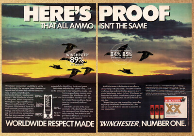 Winchester Super Double X Magnum Duck Hunt- 2 Page Vintage Print Ads Poster 1984