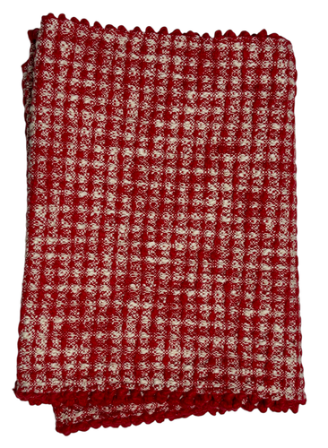 Crate & Barrel Chunky Woven Red White Peppermint Table Runner 14 x 90 Long - Picture 6 of 7