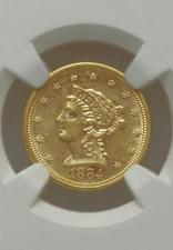 1884 AU58 NGC 1,950 Minted! $2,652 PCGS P.G. - Gorgeous Gold $2.50 Quarter Eagle