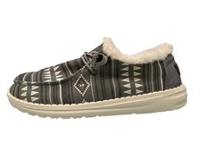 Hey Dude Wendy Boho Strippe Gray Warmth Faux Fur Lined Women  s Loafers SZ 6 37 