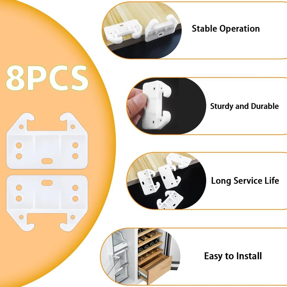 16 guias plasticas blancas para rieles de cajon gabinete tocador o armario - Image 4 of 4