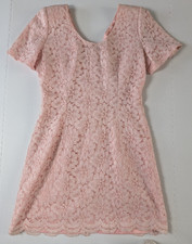 Vintage Pink Lace Dress by Toni Marino Made Italy Shoulder Pads sz Large