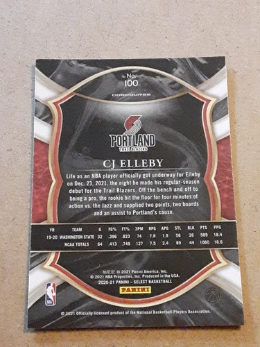 CJ Elleby Portland Trail Blazers 2020-21 Select #100 Basketball Rookie Card RC - Picture 2 of 4
