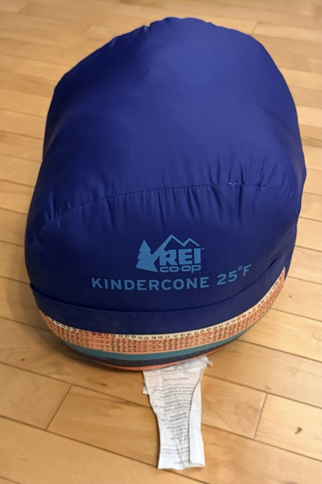 REI Co-op Kindercone Youth Sleeping Bag Kids Mummy 25F Camping Blue Orange 75x20