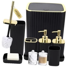Bathroom Accessories Set - Gorgeous Black Bathroom Set, Bath Set Black&Gold
