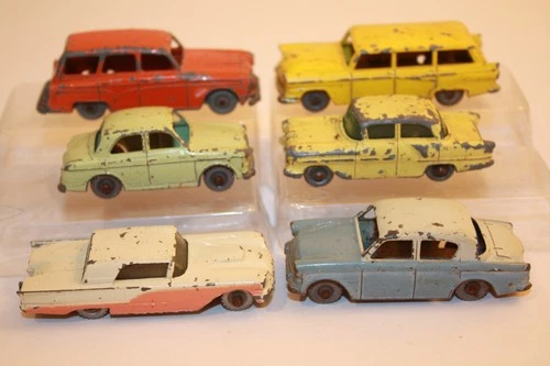 6 Vintage 1960's Matchbox / Budgie GPW Cars FORD / HILLMAN / VAUXHALL / WOLSELEY