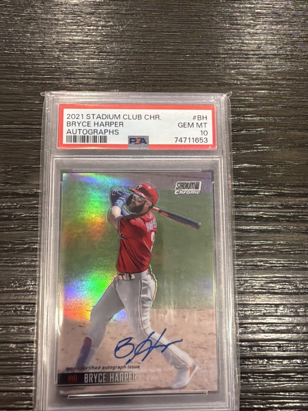 2021 Topps Stadium Club Chrome Bryce Harper Auto Gem Mint PSA 10 Phillies