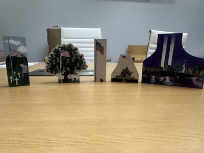 The Cat s Meow Village 9/11 Memorial Lot of 5 Ground Zero Unity Tree Flag