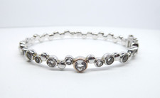 Clogau Gold Sterling Silver & 9ct Rose Gold White Topaz Celebration Bangle 7"