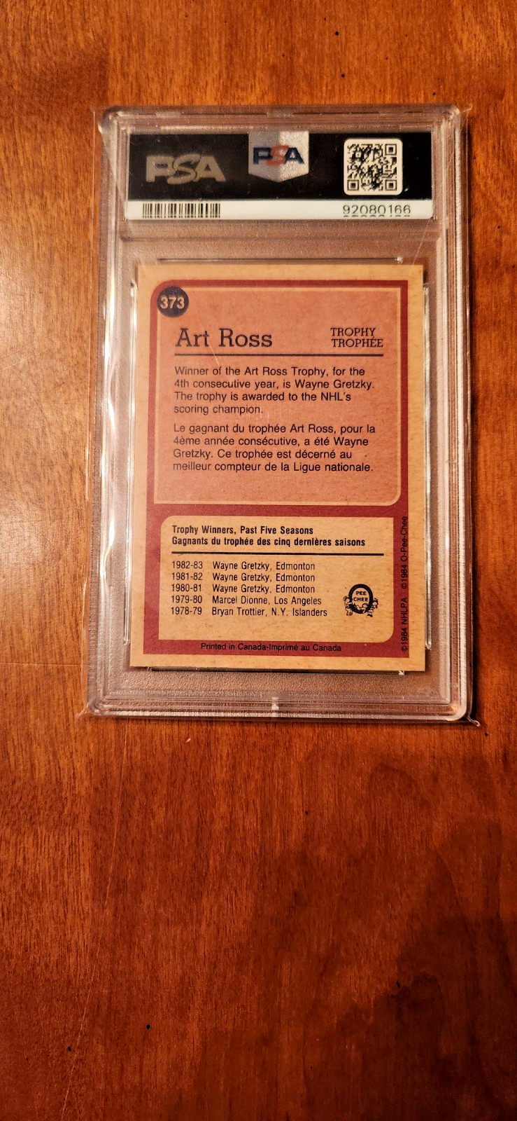1984-85 O-PEE-CHEE WAYNE GRETZKY #373 EDMONTON OILERS PSA 9 MINT (Cert 92080166) view 4