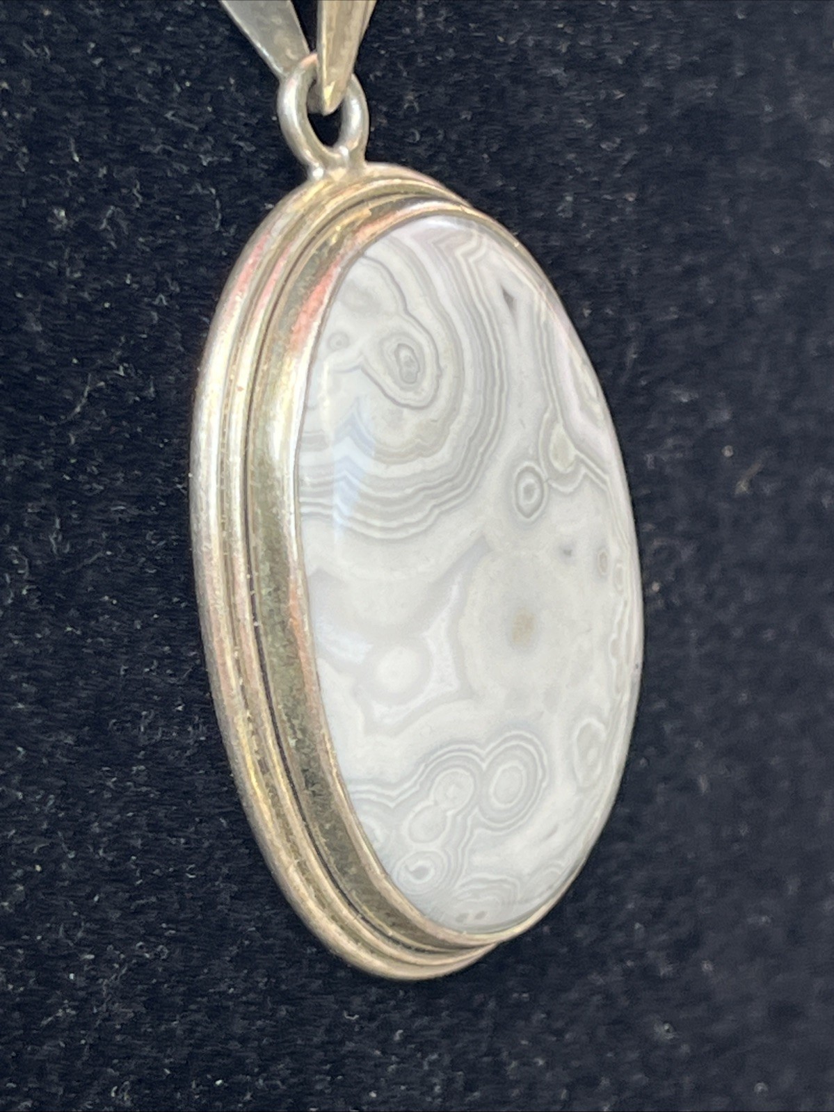 Vintage Silver Large Agate Pendent Whimsical Stat… - image 8