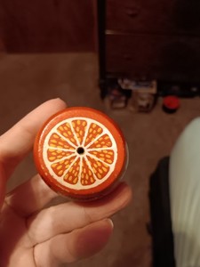 Florida Orange Yo-Yo Promo Advertising Painted Wood Vintage 1970s Works 3"x2"
