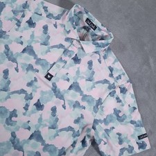 Bad Birdie Core Polo Mens Medium Mirage Oasis Performance Stretch White Green