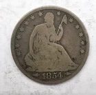 Cull 1854 Liberty Seated Silver Half Dollar 50c US Coin You Grade It A42