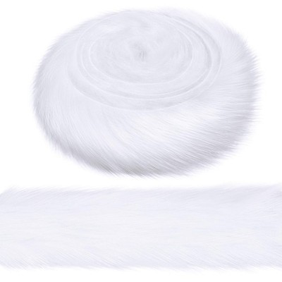 Syhood 2 Inches Wide Christmas Faux Fur Ribbon Trim Fabric Roll 2 Inch, White 
