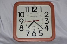 Ingraham salmon pink square quartz wall clock...