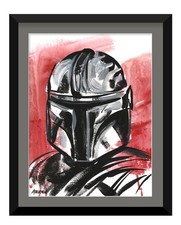 Atherton 9x12 Original Pop Art Character Painting Star "Red Mando" hand signed