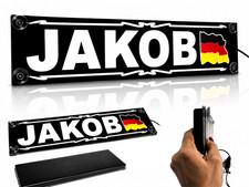 Personalisierbares LED Namensschild LKW &ndash; PREMIUM mit Deutscher Flagge, 50&times;13 cm