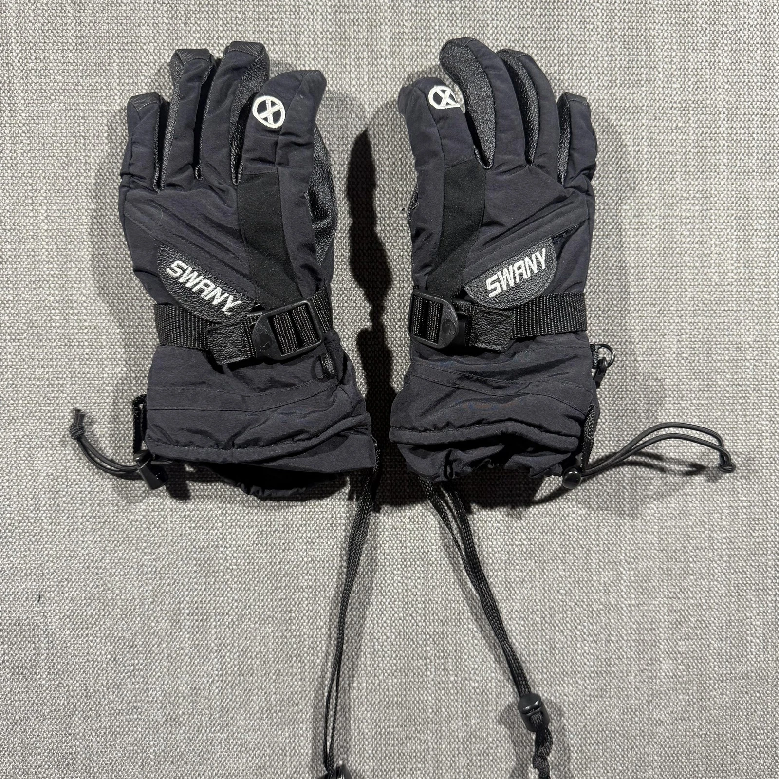 Swany Ski Gloves Youth Medium M 7-8 Black Boys Snow Winter Insulated Gripper