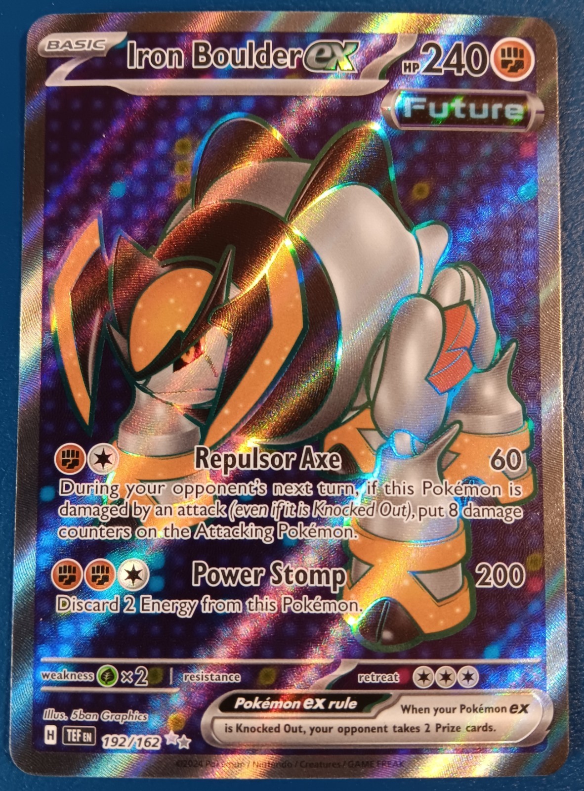 Pokemon - Iron Boulder ex 192/162 - SV Temporal Forces - Full Art Textured - NM