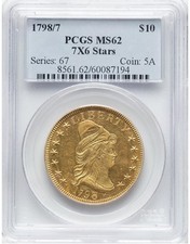1798/7 DRAPED BUST $10 PCGS MS 62