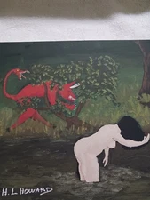 UNIQUE DEVIL & WOMAN PAINTING  12X16 TITLED (I WANT HUMAN FEMALE)- SIGNED