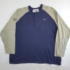 Rasco FR Henley Shirt Men 3XL XXXL Navy Blue Beige Flame Resistant Long Sleeve