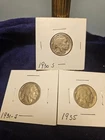 THREE (3) FULL DATE BUFFALO NICKELS 1930 S - 1931 S - 1935 VG CONDITION