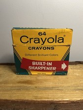 VTG,Binney Smith Crayola Crayons Sharpener Box of 64 Crayons.Missing 1 RETIRED