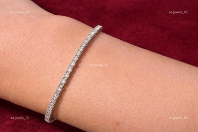 14K White Gold Diamond Birthday Tennis Prong Set Proposal Dainty Mother Bracelet
