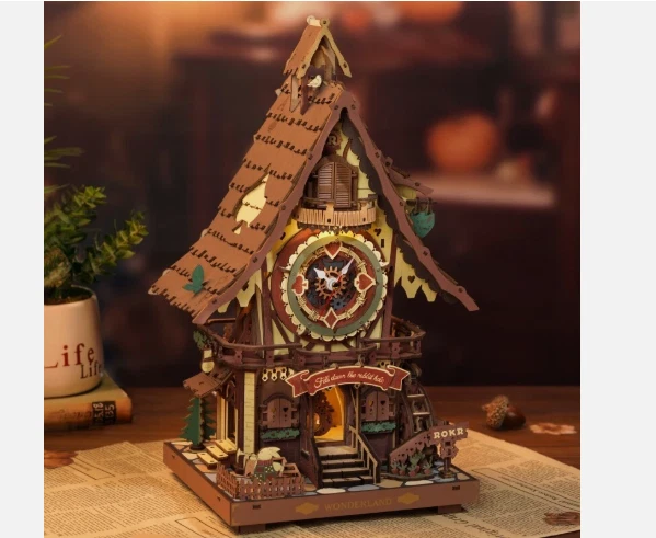 ROKR Reloj de Cuco Vintage Mecánico 3D Madera Puzzle Decoración del Hogar Adultos Regalos Foto 4 de 4